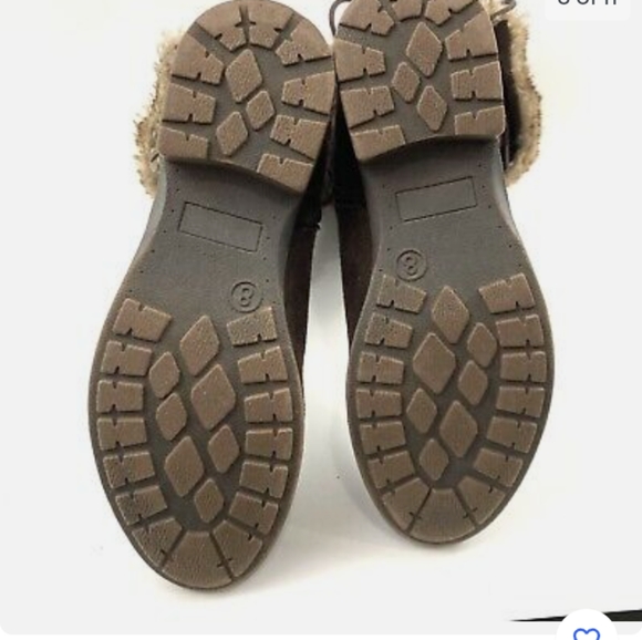 New Mossimo Women's Adjustable Lace Calf Boots Brown Faux Suede Fur Trim Size 8 - Picture 4 of 7